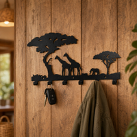 Key Holder for Wall, Matte Black Key Hooks, Heavy Duty Iron Key Rack with 6 Hooks, Decorative Wall Mounted Key Organiser for Small Flats