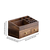 Makeup Organizer with Drawers Walnut Wooden Drawer Cabinet Double-Layer Desktop Organizer for Women, Vanity, Dressing Table, Bedroom Dresser