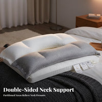 Double Height Cervical Neck Pillow Breathable Double Layer Pillow Cooling for Back Sleepers, Adults, Sleeping, Nightly Rest, Bedroom
