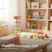 Auditory Play Cylinder Educational Wooden Rainmaker Shaker Colorful Design Wooden Rain for Young Children, Infants, Music Class, Preschool