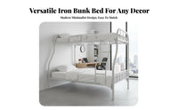 Metal Bunk Bed Reinforced Structure Steel Bunk Bed Frame Guardrail Bedroom Furniture for Students, Workers, Dorm Room, School, Rental Apartment
