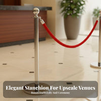 Stainless Steel Rope Stanchion Post Rust Proof Stanchion Post with Velvet Rope Luxurious Design Queue Pole Barrier Weighted Base for Venue Managers, Security Personnel, Business Owners, Hotels, Airports, Casinos, Museums