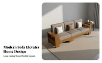 Rubber Wood Frame Sofa Firm Foam Solid Wood Sectional Sofa Sturdy Construction Textile Cushion Couch Set for Families, Apartment Dwellers, Home