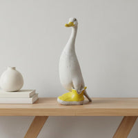 Resin Waterfowl Sculpture Detailed Craftsmanship Resin Waterfowl Figurine Goose in Rain Boots Figurine Indoor & Outdoor Use
