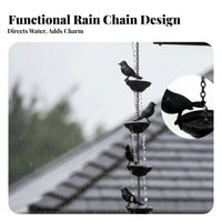 Vintage Design Bird Rain Chain Functional Art Metal Bird Cup Water Chain Elegant Design for Courtyard, Patio, Outdoor