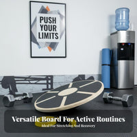 Strengthens Core Wooden Balance Board Sturdy Wood Construction Non-Slip Stability Board Portable Design Fitness Equipment for Athletes, Seniors, Home Gym, Standing Desk, Office