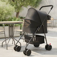 Breathable Pet Stroller with Cup Holder Four-Wheel Foldable Pet Stroller Lightweight Compact for Dogs, Cats, Daily Walks, Outdoor, Travel