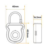 Type-C Charging Rechargeable Biometric Padlock 20 Fingerprints Biometric Cable Lock Keyless Entry Biometric Cable Lock Portable for Travel
