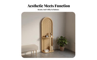 Solid Wood Frame Freestanding Partition Screen Space Saving Folding Privacy Screen Multi-Functional Entryway Divider Shelf Multifunctional for Apartment Dwellers, Homeowners, Office Workers, Bedroom
