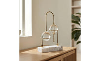 Desktop Ornament with Marble Base Modern Sculptural Ornament with Glass Orbs Gold-Toned Decorative Item Piece for Entryway
