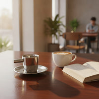 Espresso Cup with Saucer Stainless Steel Coffee Cup with Saucer Double-Walled