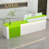 Modern Reception Desk Sturdy Construction Commercial Checkout Counter Scratch-resistant Surface Store Counter with Wood Grain and Marble Texture Suitable for Retailers Business Owners Workplaces