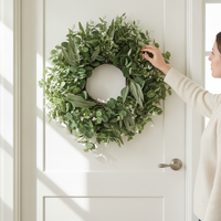 Artificial Eucalyptus Leaf Wreath for Front Door Decor