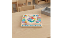 Multi-Functional Wooden Calendar Clock Educational Fun Kids Learning Calendar High-Quality Wood Seasons and Weather Chart Polished Edges for Preschoolers, Toddlers, Classroom, Nursery, Playroom