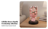 Soap Flower Arrangement Glass Cloche Romantic Gift Lighted Never Wither Flower Lamp for Women, Girlfriend, Family Appreciation Day