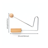 Natural Wood Block with Metal Handle Solid Hardwood Rhythm Percussion Block Traditional Musical Instrument Resonant for Music Class