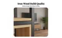 Metal and Wood Bookcase Thickened Steel Frame Room Divider Shelving Unit Sturdy Construction Multi-Tier Shelf Unit for Office