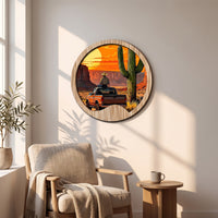 Round Wooden Wall Art Self-Adhesive Wooden Plaque Layered Wood Plaque Flat for Living Room, Bedroom, Entryway