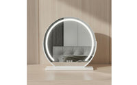 Desktop Vanity Mirror with LED Lights, Large Makeup Mirror, Press Control, Nordic