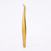 Tweezers for Lash Technician, Stainless Steel Curved with Pointed Tip, Isolation Tools for False Application, Angled Design