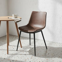 Quilted Leather Dining Chair Easy to Clean Modern Upholstered Side Chair Stain-Resistant Household Furniture for Restaurant, Home Office, Cafe