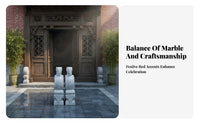 2 Pieces Chinese Drum Stone Antique Design Elephant Gate Pier Weather Resistant Carved Stone Door Block for Business Owners, Garden, Entrance S