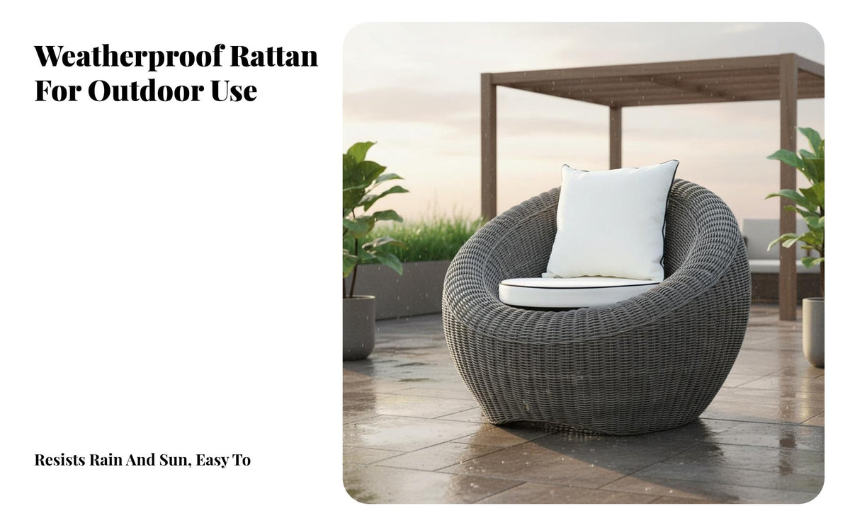 4-Piece Wicker Seating Set Weather-Withstandant 4-Piece Rounded Wicker Chat Set Water Outdoor Furniture for Adults, Balcony, Sunroom, Deck