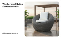 4-Piece Wicker Seating Set Weather-Withstandant 4-Piece Rounded Wicker Chat Set Water Outdoor Furniture for Adults, Balcony, Sunroom, Deck