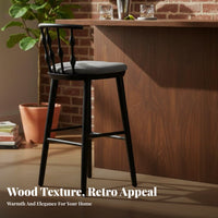 Vintage Design High Stool with supportrest Minimalist design Counter Chair Integrated Footrest Seating Furniture Stable Pedestal Base for Homeowners, Interior Designers, Adults, Home Bar, Restaurant, Dining Room, Kitchen