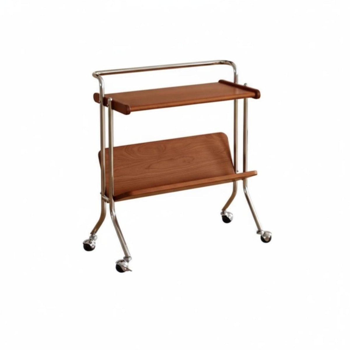 Vintage Design 2-Tier Rolling End Table Multi-Functional Mobile Storage Space-Saving Design Serving Cart Sturdy Construction for Apartment Dwellers, Homeowners, Office Workers, Living Room, Kitchen, Small Spaces, Bedroom