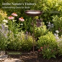 Cast Iron Bath, Freestanding Pedestal Birdbath, 76cm Retro Garden Ornament