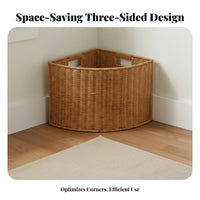 Corner Storage Basket Space Saving Fan-Shaped Storage Basket Imitation Rattan Corner Bin Long-Lasting Fan-Shaped Organizer