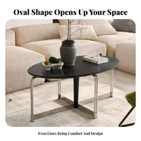 Minimalist aesthetic doublelevel Oval Accent Piece mid-centuryera Modern Aesthetic Coffee Table Space-Saving Living Room Furniture Sturdy Construction for Apartment Dwellers, Interior Design admirers, Office Managers, Lounge Area