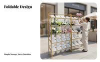 Multi-Tier Floral Container Stand Foldable Business Display Space-Saving Garden Furniture for &bazaar Vendors, Plant Lovers, Balcony, Patio