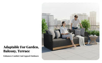 4 Pieces Nordic Design 4-Piece Woven Seating Group Weather-withstandant outdoor seating ensemble sturdy Outdoor Furnishing Water for Homeowners, Families, Adults, Balcony, Courtyard, Garden, Backyard