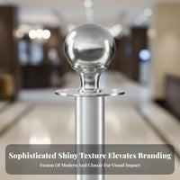 Stainless Steel Stanchion Post Heavy Duty Base Queue Line Barrier Elegant Design VIP Rope Stanchion 4-Way Connection for Exhibition Organizers, Business Owners, Hotels, Shopping Malls, Theaters, Museums