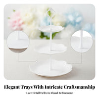 10 Pieces Lace-Like Three-Tier Square Stand Lightweight Three-Tier Round Stand Ornate Tiered Dessert Display Space-Saving Storage