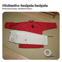 High-End Red and White Training Suit Coach Grade Taekwondo Dobok unfastenedFront Design Combat Arts Outfit Flexible for Children, Beginners, Practice, Competitions, Competition, Dojang