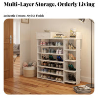 Multi-Layer Shoe Rack Space Saving Multi-Tier Shoe Storage Unit Wood Grain Finish for Families, Homeowners, Hallway, Bedroom, Living Room