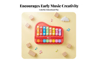 Educational Baby Piano and Xylophone Multicolored Keys 8 Note Glockenspiel Sensory Development Colorful Percussion Toy Polished Edges for Children, Toddlers, Infants, Preschool, Daycare