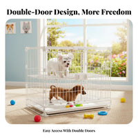 Easy to Clean Double Door Dog Crate Secure Lock Heavy Duty Dog Crate Finish Stackable Pet Kennel Rust Resistant for Small Dogs, Young Dogs, Training