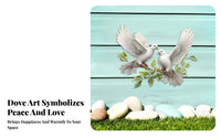 Feather Details Dove Wall Decor Layered Design Metal Wall Decoration White Finish