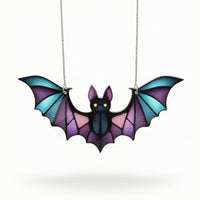 Stained-Glass Style Chiropteran Suncatcher Halloween Acrylic Chiropteran Ornament Gothic Window Decoration with Chain Spooky