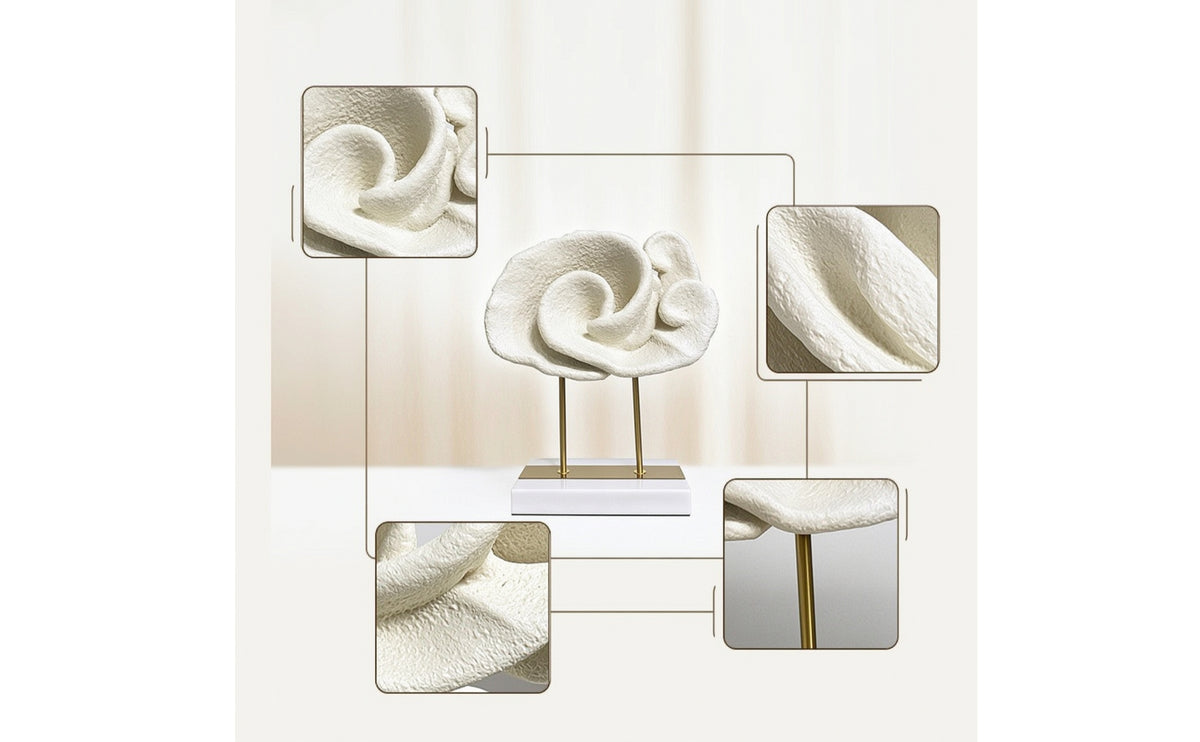 clouds Sculpture on Stand Gold and Pale Formation Statue with Metal Base Light Luxury Tabletop Ornament for Homeowners, Living Room, Model Home