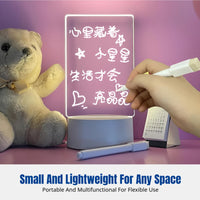Acrylic Transparent LED Desk Memo Board, Double-Sided Erasable Whiteboard for Home Office, Desktop Reminder Board