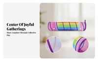 Violet Trim Cylindrical Crawl Tunnel Support Rings Rainbow Mesh Tunnel