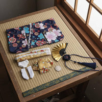 1/6 Scale Kimono Set Floral Pattern Female Action Figure Kimono Long and Short Designs Miniature Wafuku Outfit for Hobbyists