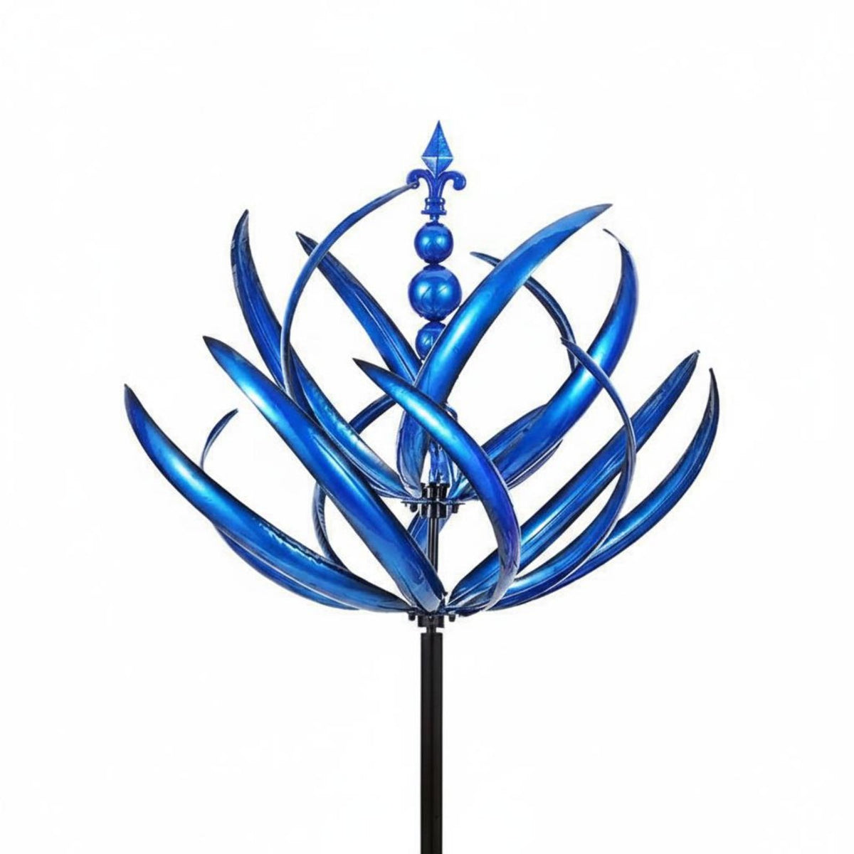Decorative Blue Metal Wind Whirligig Gift Idea Metal Wind Whirligig Rotating Garden Pinwheel Weather Resistant for Yard