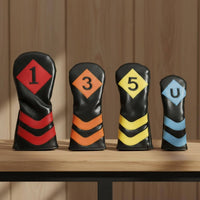 4 Pieces Sport Wood Headcover Set Water Resistant PU Leather Sport Headcover Numbered Course Wood Cover Snug Fit
