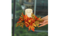 Floral Wreath with Maple Leaves Reusable Candle Holder Wreath Realistic